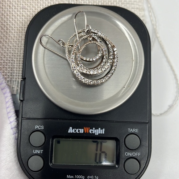 JCM Sterling Silver CZ Hoop Earrings - Picture 13 of 14